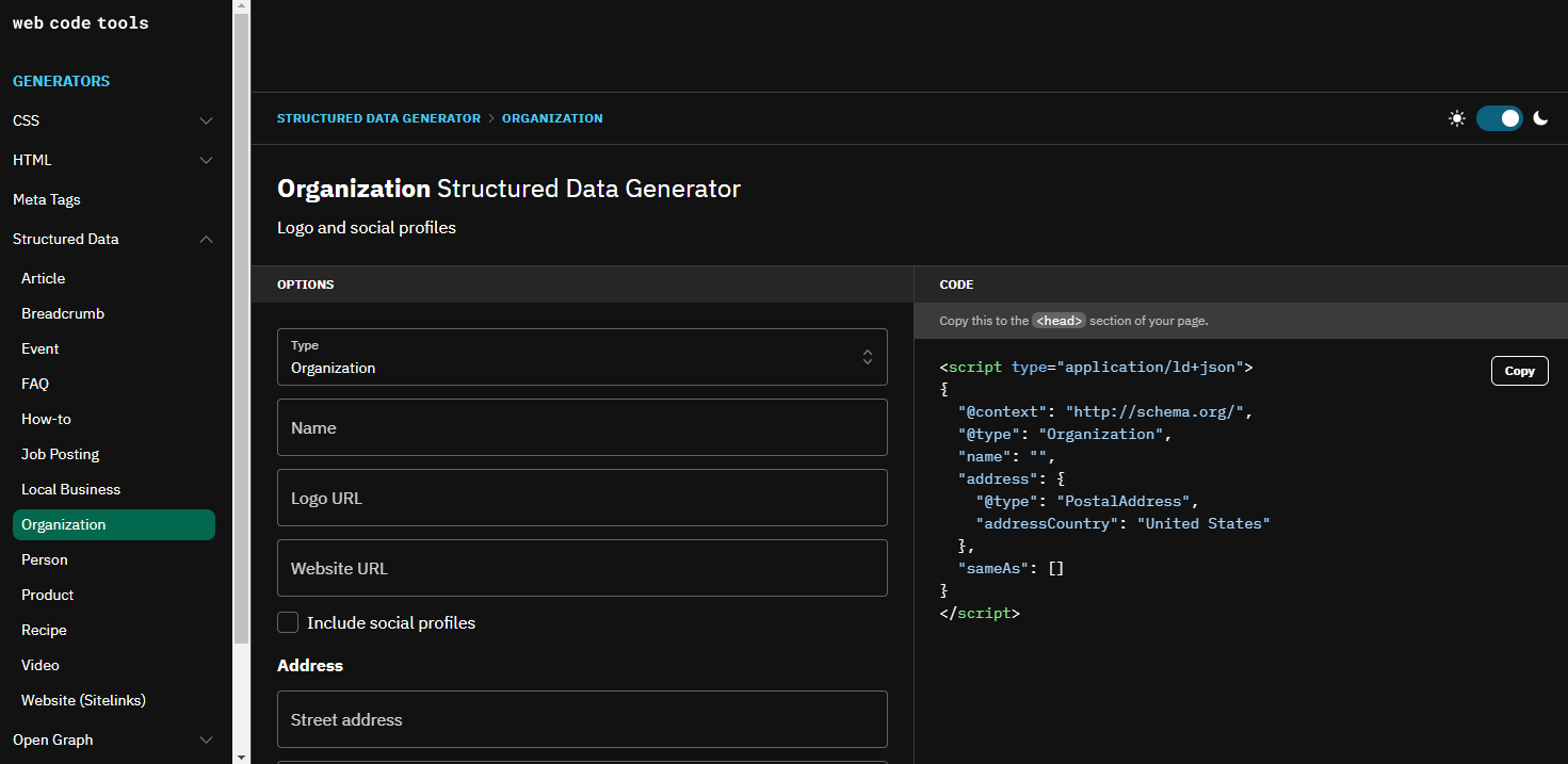 schema markup generator tool